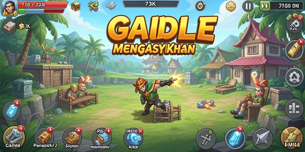 Screenshot gameplay 73K menampilkan aksi santai dalam permainan Idle.