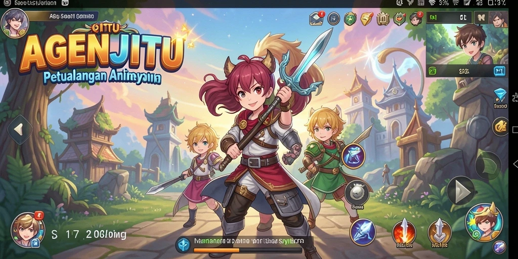 Tangkapan layar gameplay AGENJITU yang menunjukkan aksi seru karakter Anime.