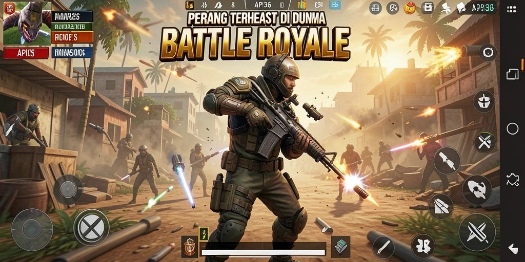 Tangkapan layar API36 menampilkan aksi intens dalam permainan Battle Royale.