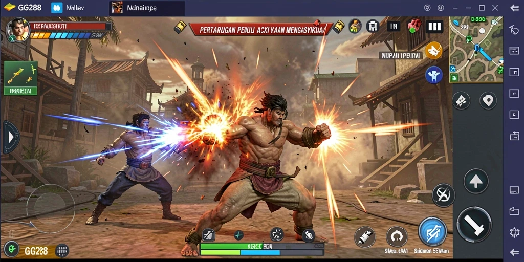 Screenshot action dari pertarungan mendebarkan di GG288.