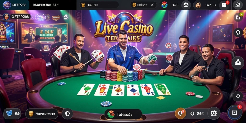 Tampilan gameplay Live Casino dengan dealer langsung di GIFTRP288.