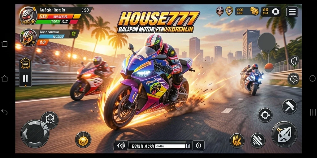 Gameplay balapan motor yang seru dan mendebarkan.