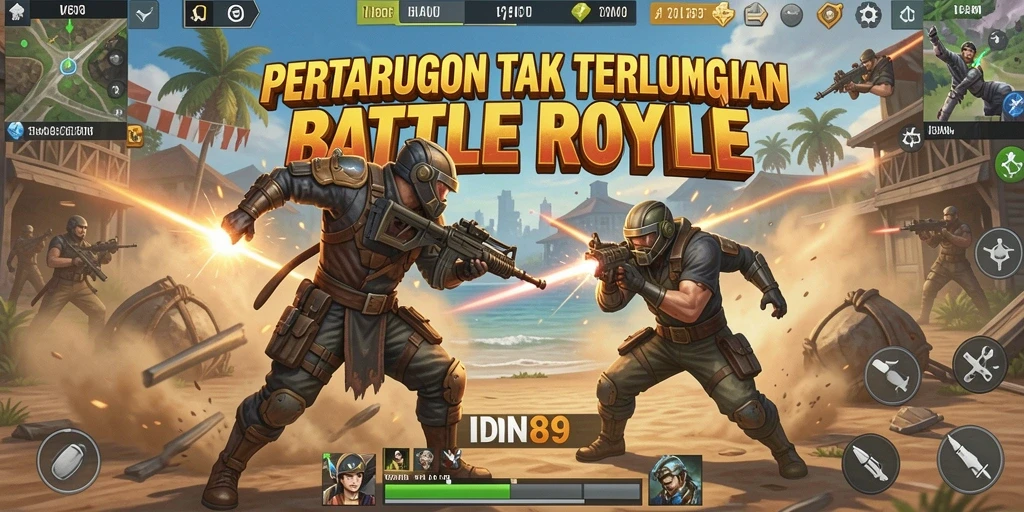 Tangkapan layar menunjukkan momen seru dalam gameplay Battle Royale IDN89.
