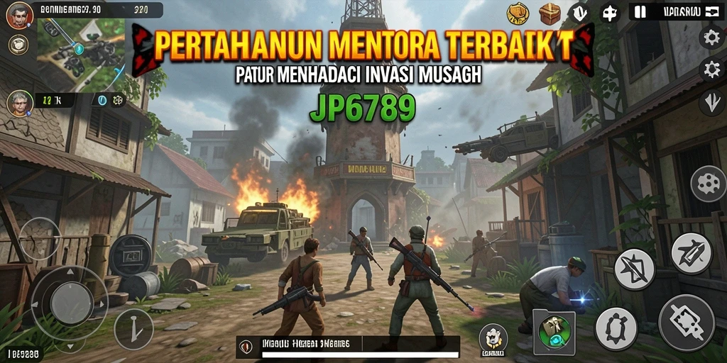 Screenshot menunjukkan aksi seru di JP6789 dengan menara yang siap bertahan.