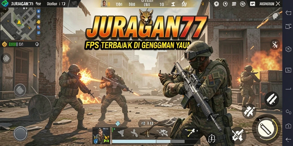 Gameplay seru dari JURAGAN77 yang menampilkan aksi tembak-menembak FPS.