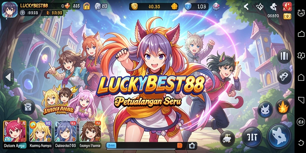 Tampilan gameplay seru dalam dunia Anime yang penuh warna.
