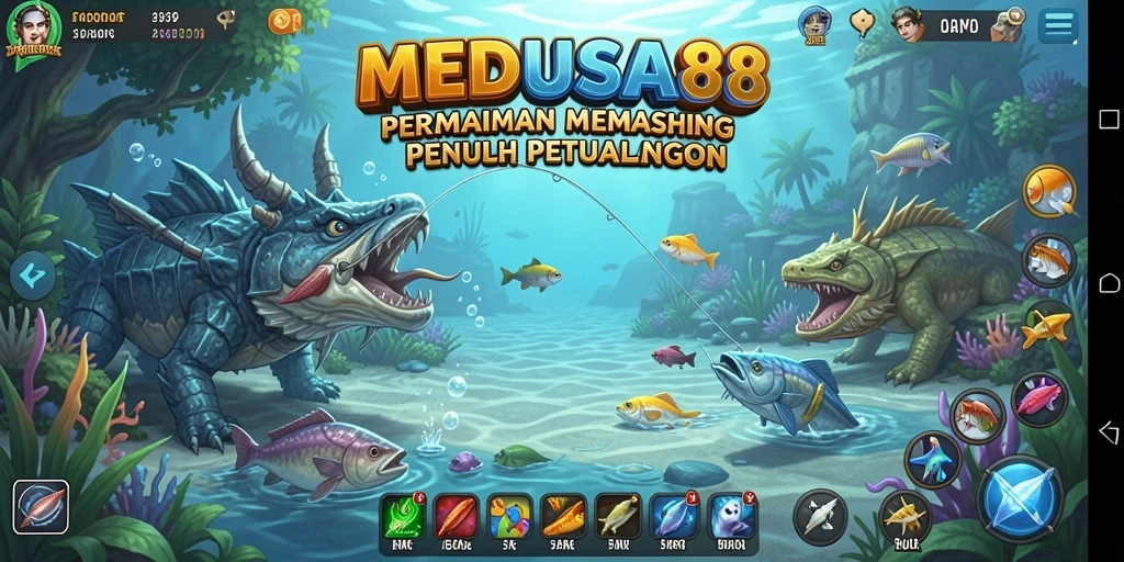Tangkapan besar dalam gameplay memancing yang seru di MEDUSA88.