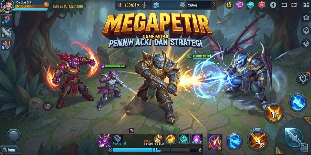 Tangkapan layar menampilkan aksi seru dalam gameplay MOBA.