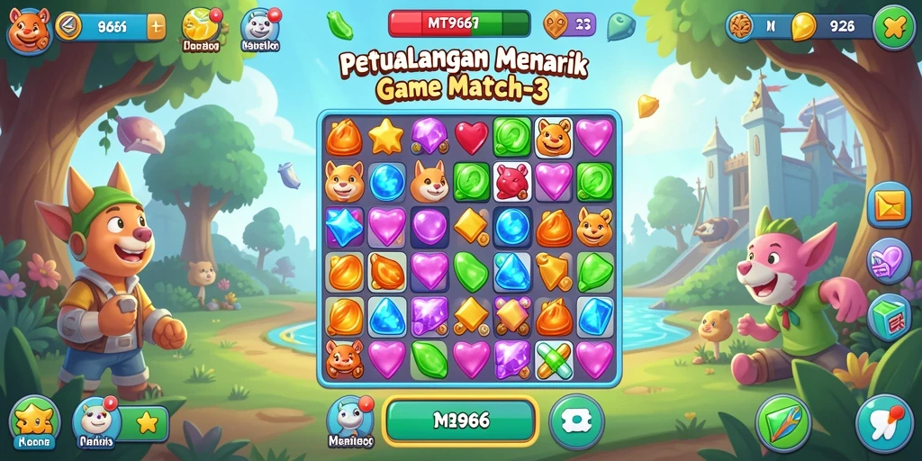 Screenshot menunjukkan gameplay menarik dari MT966 dalam genre Match-3.