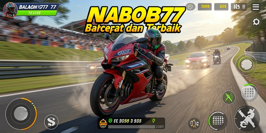 Tampilan seru dari gameplay balapan motor di NABOB77.