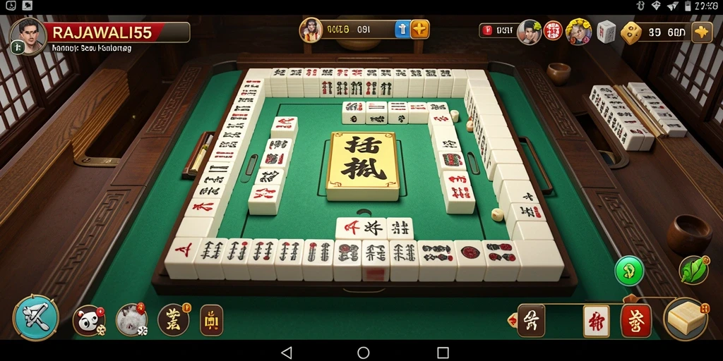 Tampilan gameplay seru dari RAJAWALI55 yang menunjukkan aksi Mahjong.