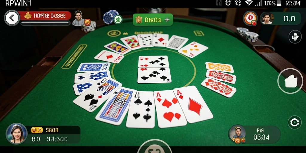 Screenshot gameplay RPWIN1 yang menunjukkan pertandingan Gaple yang seru.