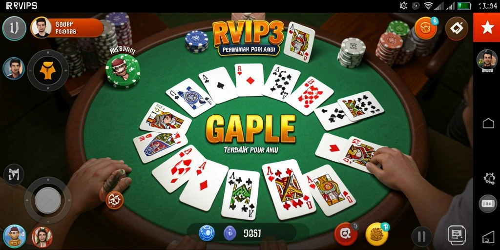 Screenshot gameplay <strong>RVIP3</strong> menunjukkan suasana seru permainan Gaple.