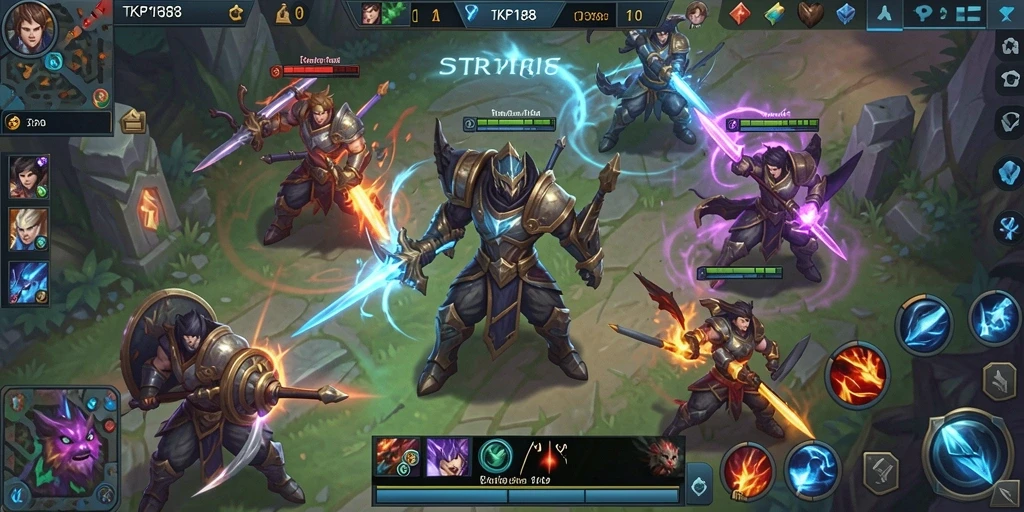 Screenshot gameplay TKP188 yang menampilkan aksi seru di medan perang MOBA.