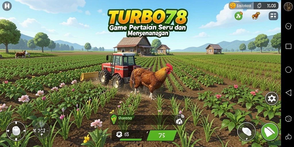 Tampilan gameplay TURBO78 dengan aktivitas bertani yang seru.