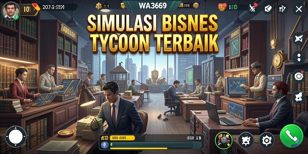 Screenshot gameplay menampilkan simulasi bisnis yang menarik.