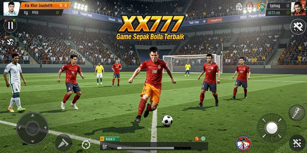 Tampilan gameplay menarik dari XXX777 dengan aksi sepak bola yang seru.